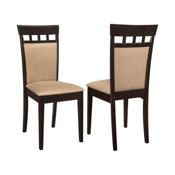 Set Of 2 Upholstered Side Chairs, Cappuccino And Tan Solid Cappuccino Dining Room Dining Chairs Set Of 2 Mdf,Microfiber
