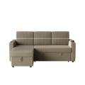 85 Inches Corduroy Sofa Bed, 3 Seater Sleeper Sofa With Storage Chaise, Square Handrail With Two Cup Holder And Usb Charge Port, Pull Out Couch For Living Room Brown Corduroy 3 Seat