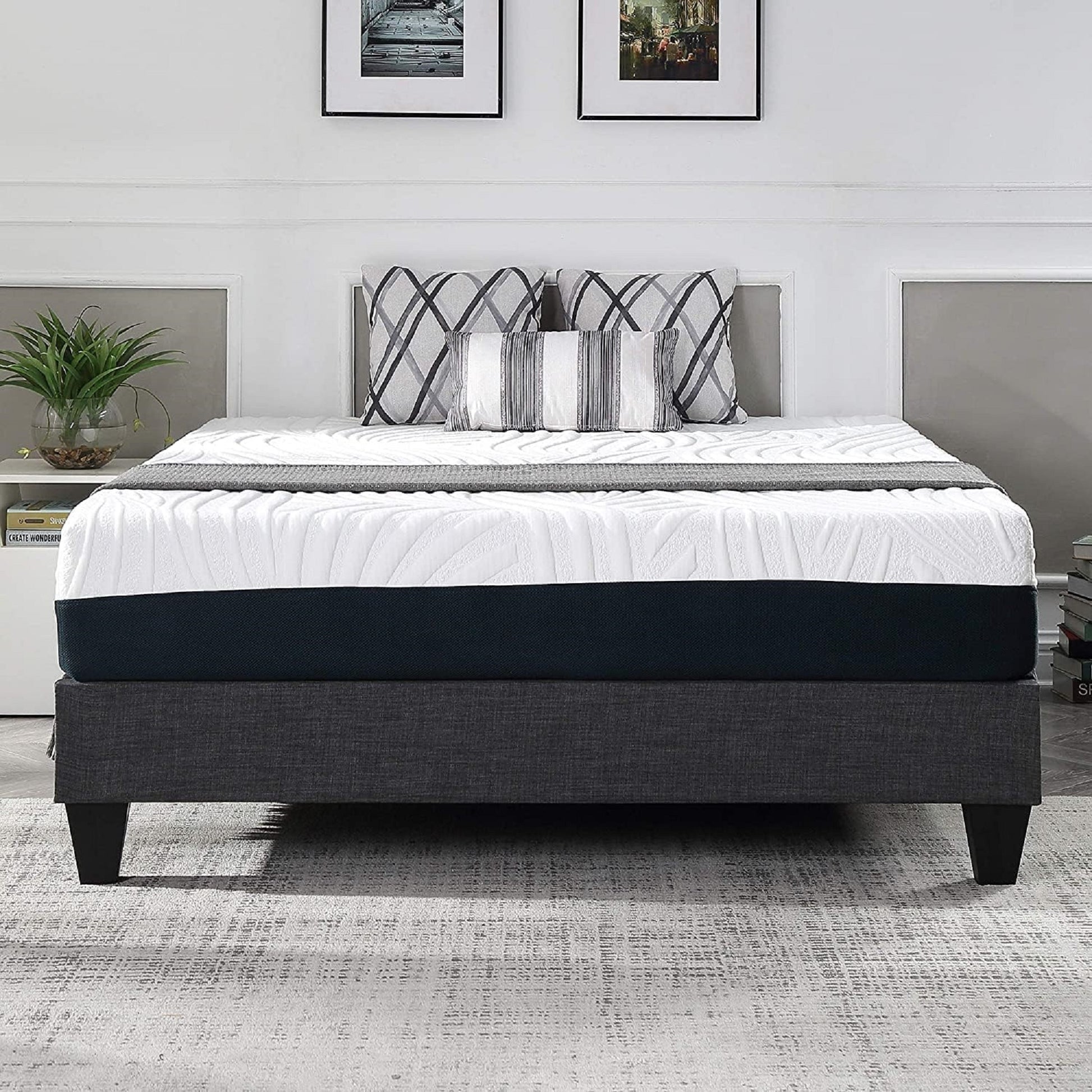 1Pc Contemporary Upholstered Platform Bed California King Linen Like Polyester Fabric Steel Grey Wood Frame Bedroom Box Spring Not Required California King Steel Gray Wood Primary Living Space Contemporary Bed Frame Polyester Wood
