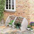 Outsunny 6' X 3' X 3' Portable Mini Greenhouse Outdoor Garden With Large Zipper Doors And Water Uv Pe Cover, White White Plastic