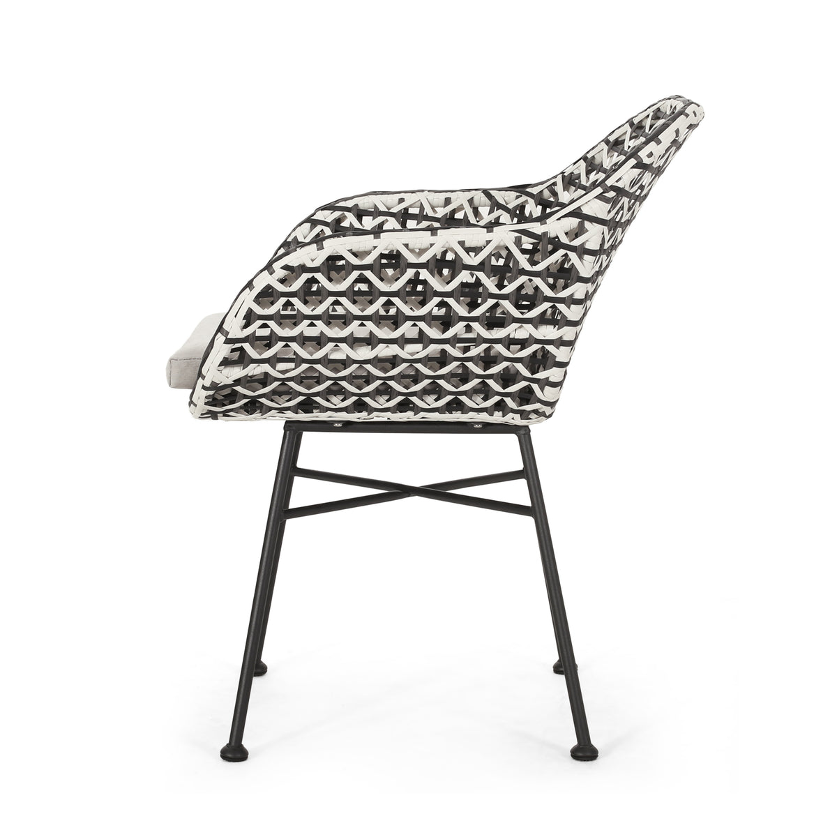 Herbert Chair Black Pe Rattan Iron Waterproof Fabric