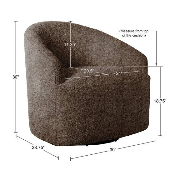 Upholstered 360 Degree Swivel Chair Chocolate Wood