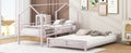Metal House Bunk Bed, Twin Over Full, Pink Full Pink Metal