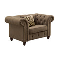 Brown Tufted Accent Chair With Pillow Brown Primary Living Space Wood Fabric