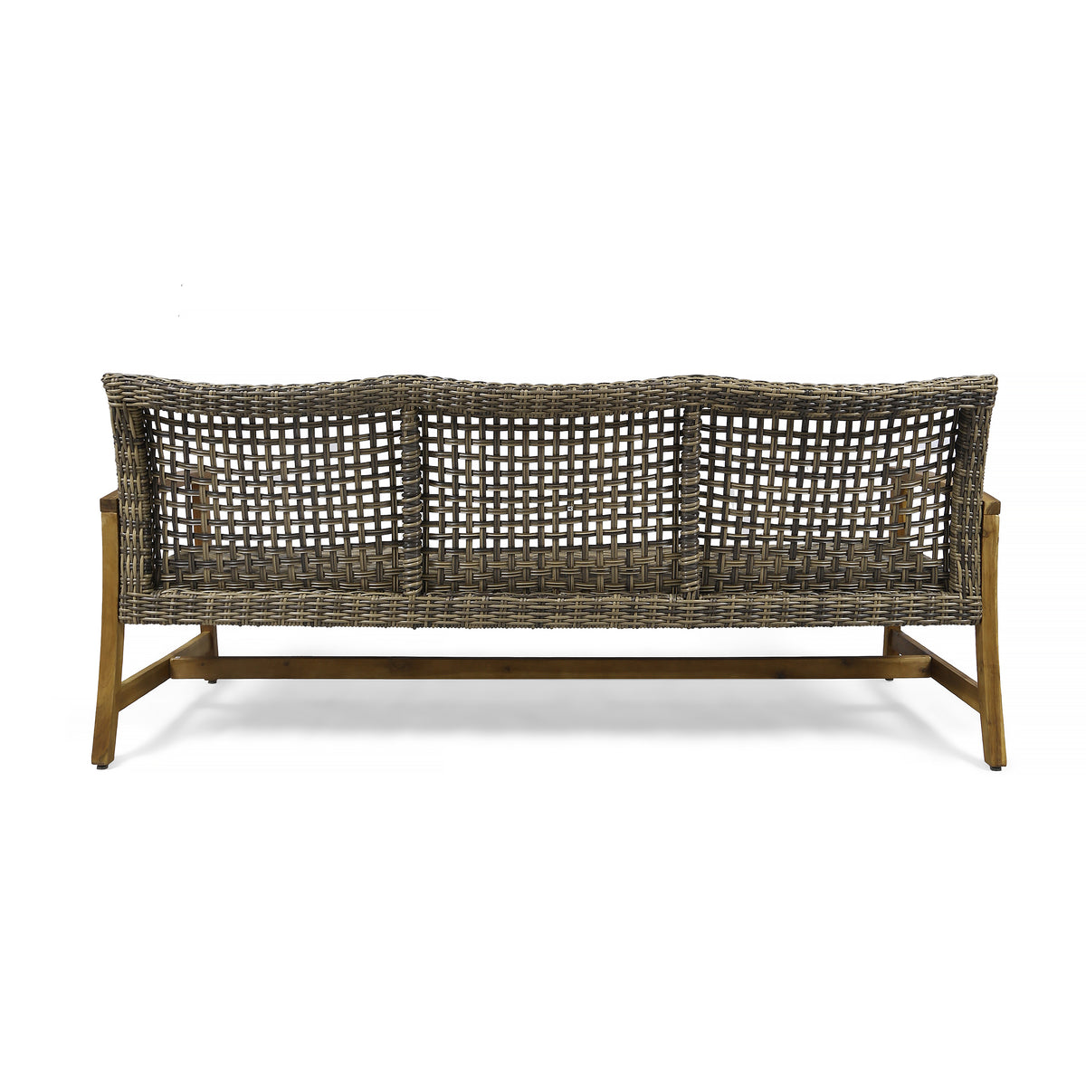 Hampton Wood Wicker 3 Seater Natural Grey Acacia Wood