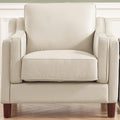Bella Top Grain Leather Chair Beige White Primary Living Space Mid Century Modern Eucalyptus Down Filling Leather
