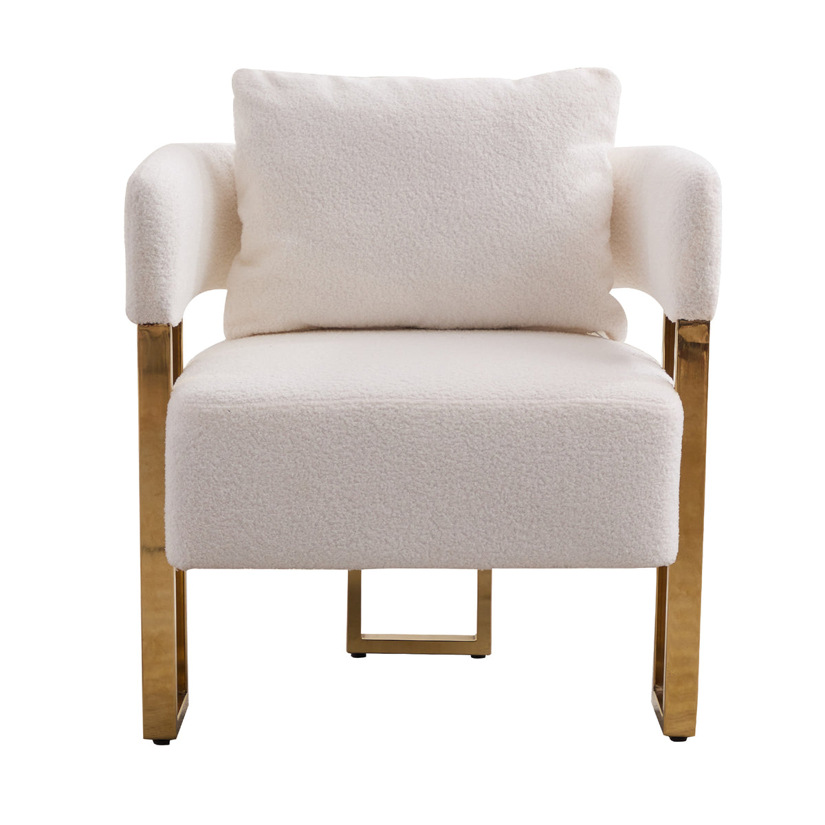 Ts Teddy Velvet Upholstered Metal Foot Sofas White Gold Teddy 1 Seat