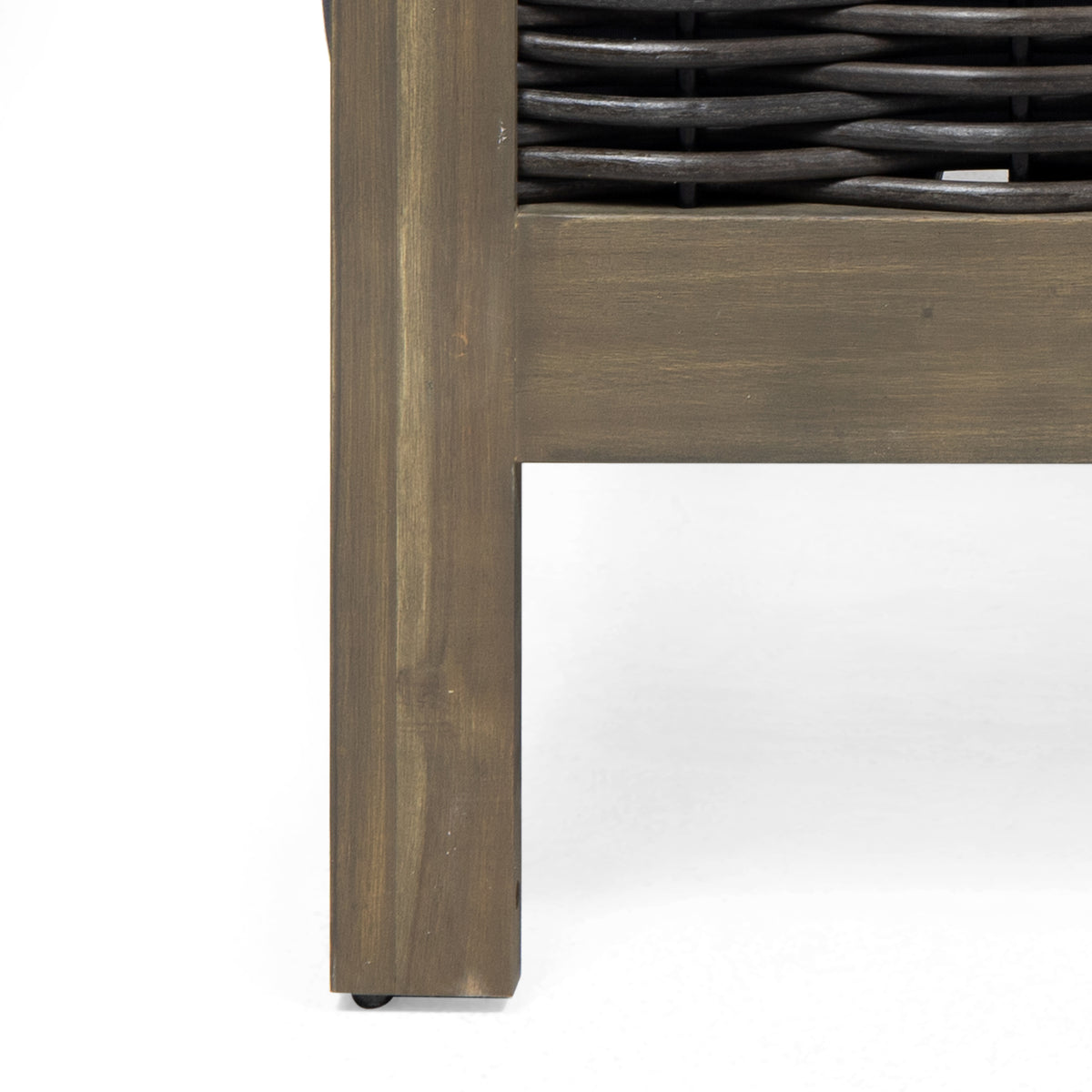 Outdoor Acacia Wood Club Chair With Wicker Accents, Gray Mixed Gray Brown, 30.25"D X 27.5"W X 23.75"H Gray Acacia Wood