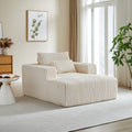 62.5 Inch Corduroy Sponge Sofa Lounge Chair,No Assembly Required,Fluffy Modern Sleeper Chair For Indoor Living Room Bedroom Beige Foam Corduroy 1 Seat