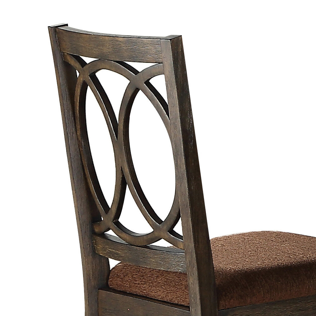 Brown And Espresso Side Chair With Padded Seat Set Of 2 Solid Espresso Dining Room Traditional Side Chair Open Back Set Of 2 Wood Fabric
