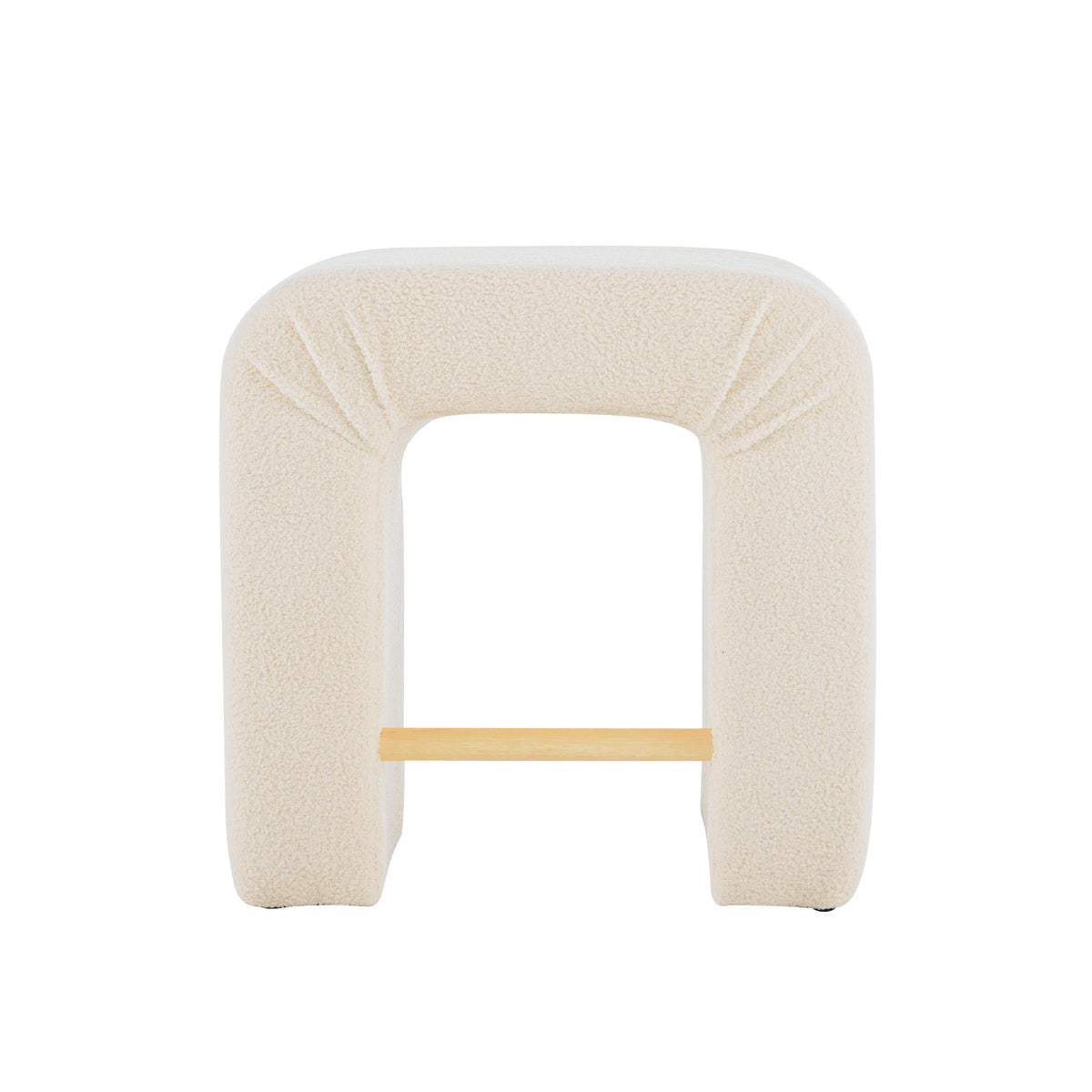 24''Boucle Stool Set Of 2,Dining Chairs For Home Kitchen Island,Cream Cream Dining Room Sponge Rectangular Modern Bar Stools Set Of 2 Polyurethane Foam Fabric,Foam,Plywood,Wood