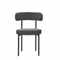 Grey Boucle Dining Chairs Set Of 2,Mid Century Modern Curved Backrest Chair,Round Upholstered Kitchen Chairs Metal Grey Dining Room Round Modern Velvet