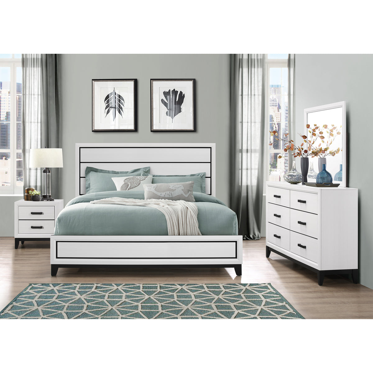 Mirage White King Bed White Rubber Wood