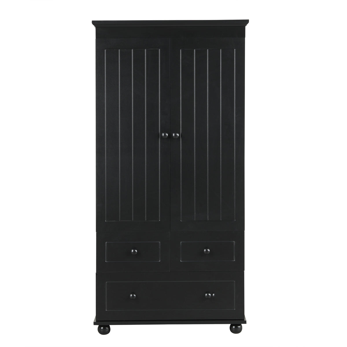 Tall Storage Cabinet With Three Drawers For Bathroom Office, Black Black Mdf