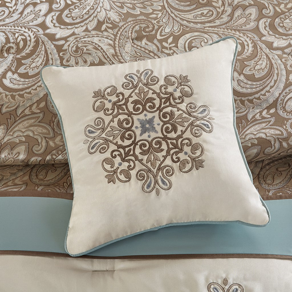 Jacquard 7 Piece Comforter Set Blue King King Blue Polyester