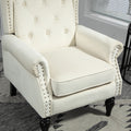 Coolmore Wood Frame Armchair, Modern Accent Chair Lounge Chair With Sturdy Wood Legs For Living Room Bedroom Beige Beige Primary Living Space Foam Velvet