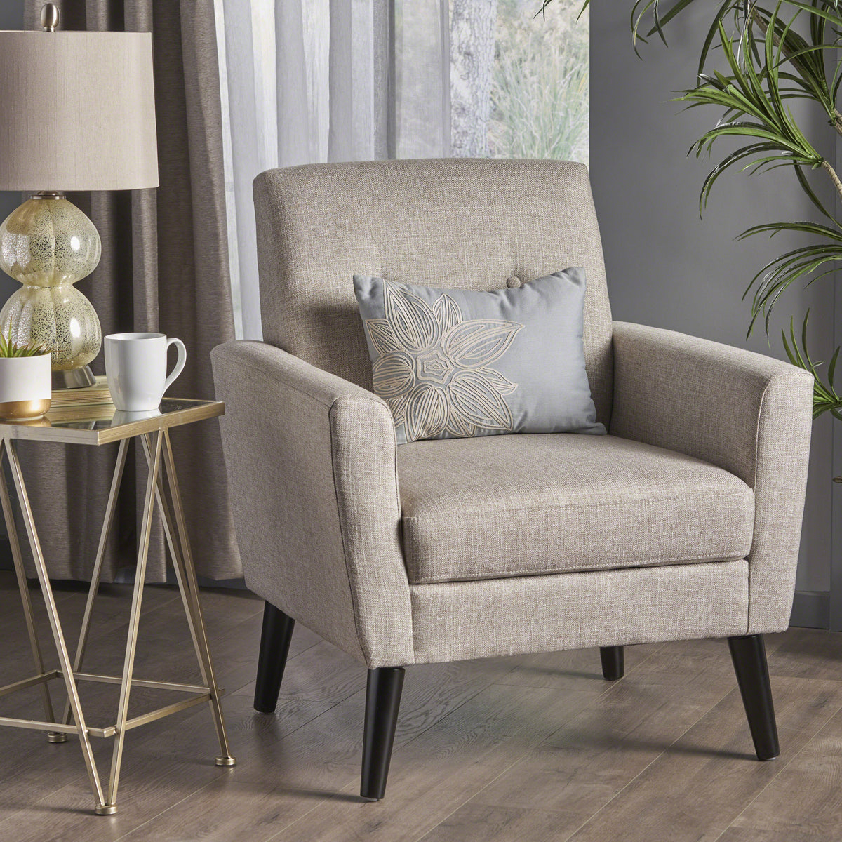 Club Chair Beige Fabric