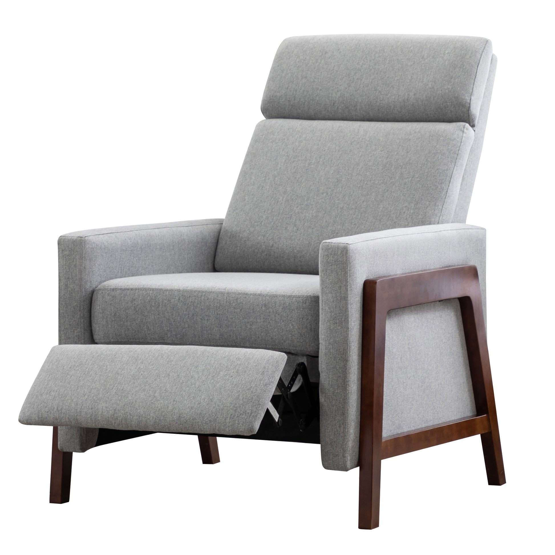 Set Of Two Wood Framed Upholstered Recliner Chair Adjustable Home Theater Seating With Thick Seat Cushion And Backrest Modern Living Room Recliners,Gray Gray Linen