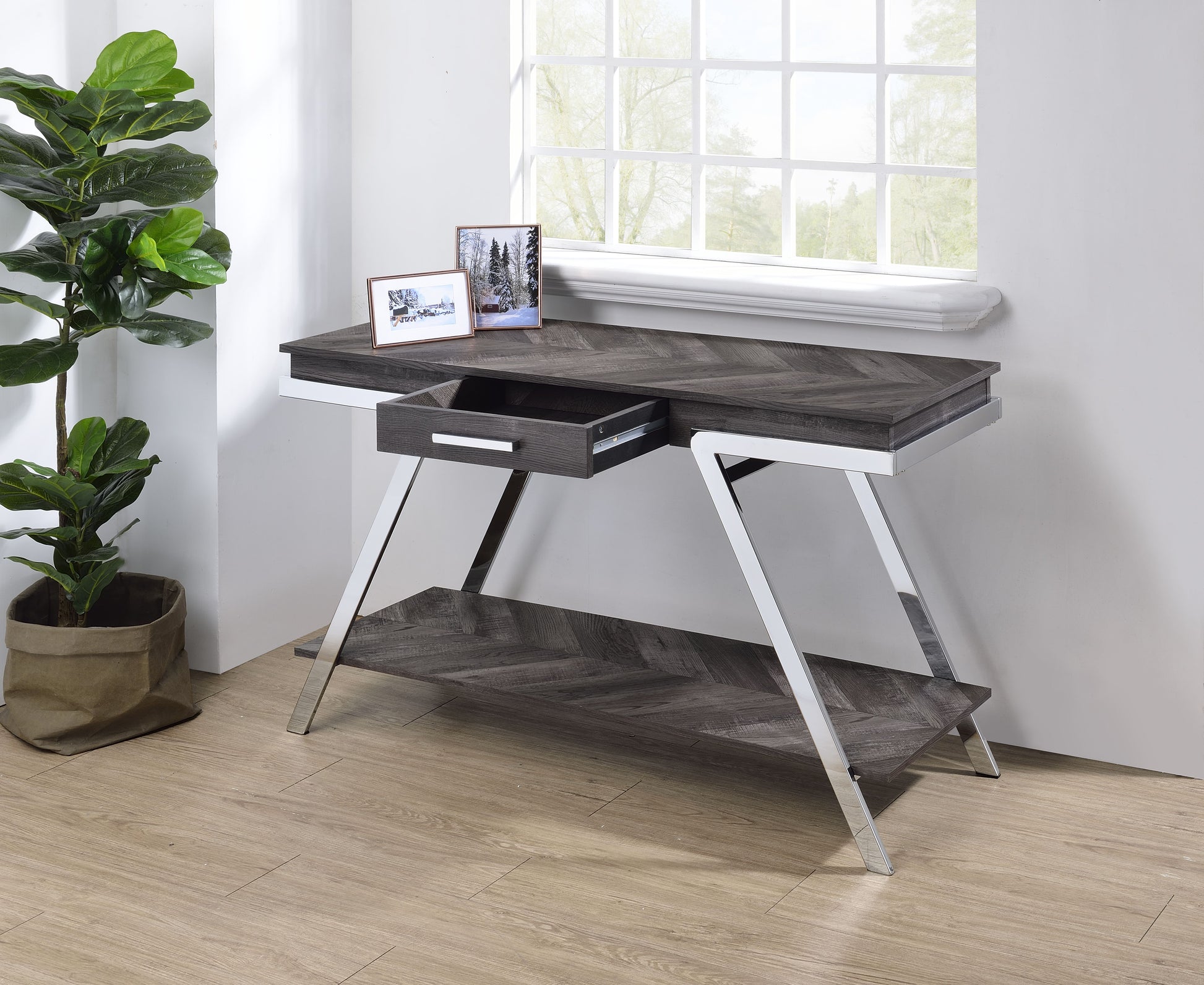 Roma Sofa Table Gray Gray Iron