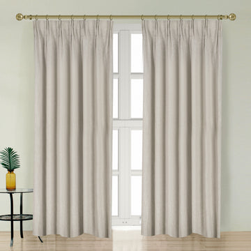 Newport Blackout Curtains For Bedroom, Linen Curtains For Living Room, Window Curtains, Room Darkening Curtains 84 Inches Long, Greige Greige Linen