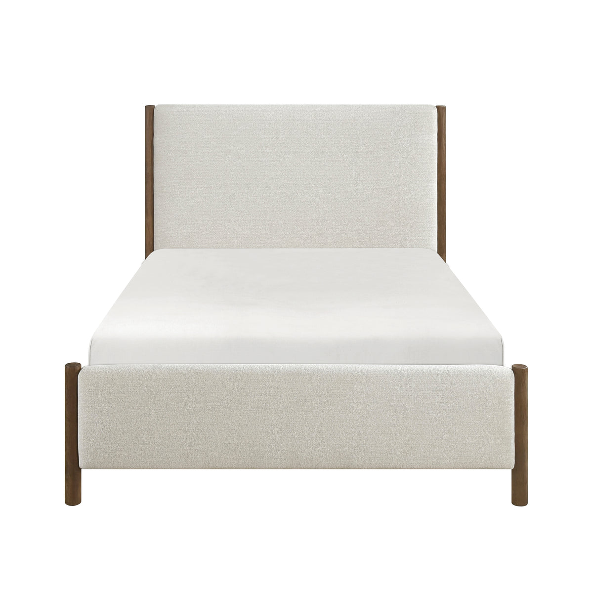Modern Contemporary Bedroom 1Pc Full Platform Bed Soft Beige Chenille Fabric Upholstered Bed Solid Wood Furniture Box Spring Not Required Full Beige Wood Bedroom Modern Chenille Solid Wood