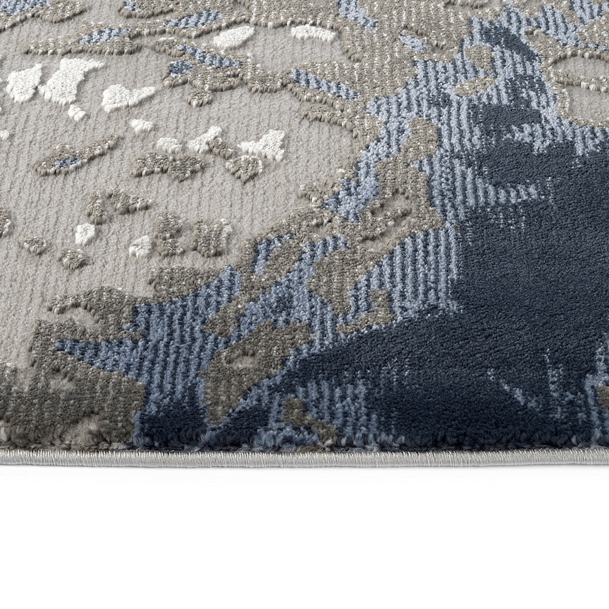 Casual, Contemporary, Modern, Abstract, Textured, High Low Cut Pile 9'3" X 12' Rectangle Area Rug Grey Polyester Polypropylene