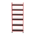 Red 6 Tier Slim Rolling Storage Cart, Mobile Shelving Unit With Wheels, Metal Wire Storage Shelving Rack With Baskets For Kitchen Bathroom Office Laundry Narrow Piaces Red Kitchen American Design,American Traditional Metal Metal