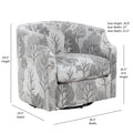 Isabelle Swivel Glider Barrel Chair Gray Floral Gray Foam Fabric