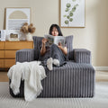 62.5 Inch Corduroy Sponge Sofa Lounge Chair,No Assembly Required,Fluffy Modern Sleeper Chair For Indoor Living Room Bedroom Grey Foam Corduroy 1 Seat