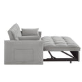 4 In1 Loveseat Sofa Bed With Armrests & Storage Pockets, Multi Function Tufted Pull Out Sofa Bed With Adjustable Backrest And Pillows, Convertible Loveseat Sofa Couch, Gray Gray Velvet Primary Living Space Medium Soft Tufted Back American