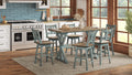 X Based Counter Height Casual Dining Table Aqua Blue Solid Wood Mdf