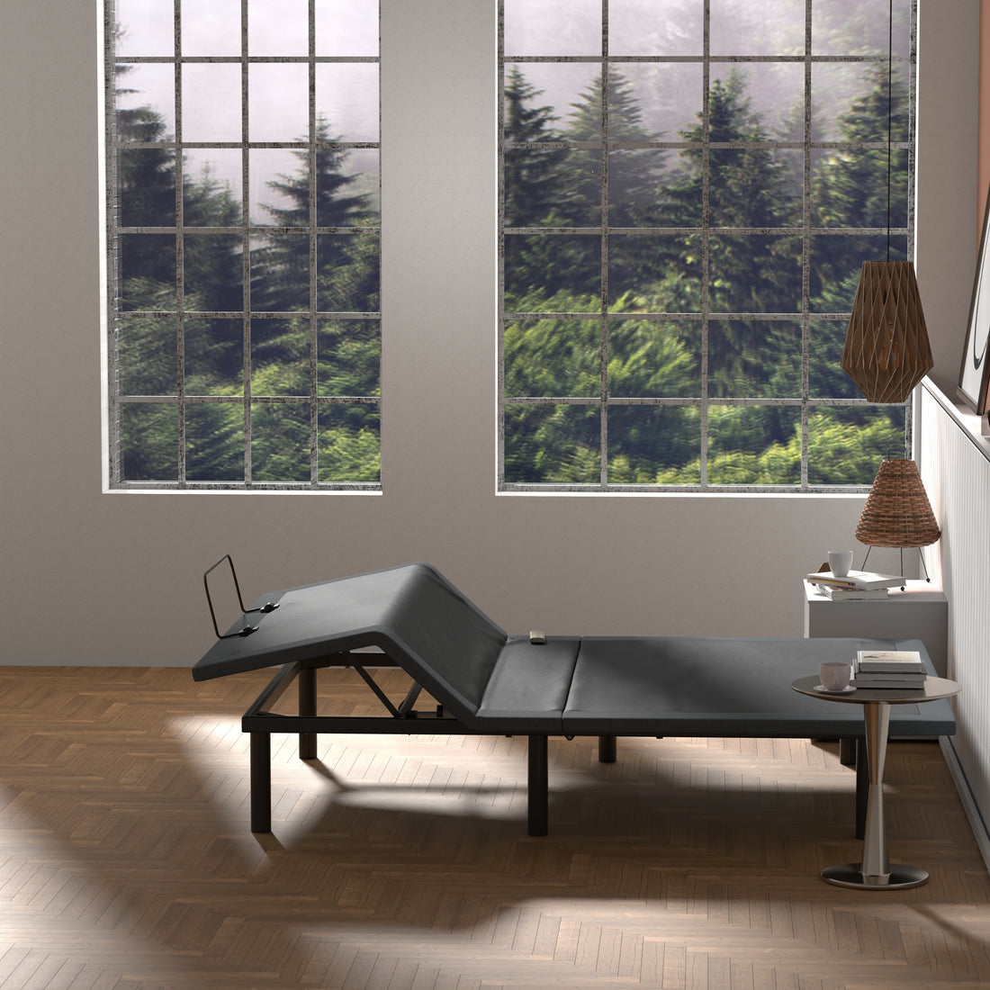 Btx4 King Adjustable Bed Base With Head And Foot Position Adjustment Box Spring Not Required King Black Grey Steel