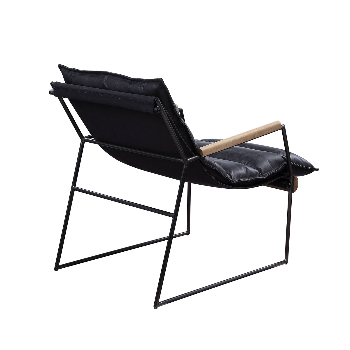Distress Espresso And Matt Iron Accent Chair With Sled Base Espresso Primary Living Space Genuine Leather