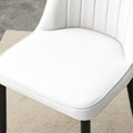Table And Chair Set, Modern Dining Table, Patterned Table Top And Black Mdf Leg Table, Soft And Comfortable Dining Chair, Perfect For Dinner, Meetings, Home And Office Decor White Black Mdf Glass