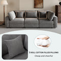 105'' 3 Seater Sofa With Removable Back Cushions And 5 Pillowsfor Living Room, Apartment, Spacious Space Gray Polyester 3 Seat