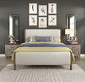 Modern Contemporary Bedroom 1Pc Full Platform Bed Soft Beige Chenille Fabric Upholstered Bed Solid Wood Furniture Box Spring Not Required Full Beige Wood Bedroom Modern Chenille Solid Wood