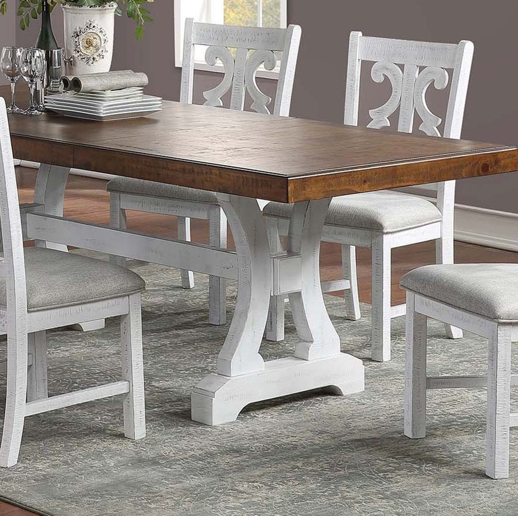 Formal White Dining Room Wooden 1Pc Rectangle Dining Table W Leaf Elegant Design Furniture White Seats 6 White Dining Room Classic,Contemporary,Traditional Rubberwood Rectangular Rubber Wood,Solid