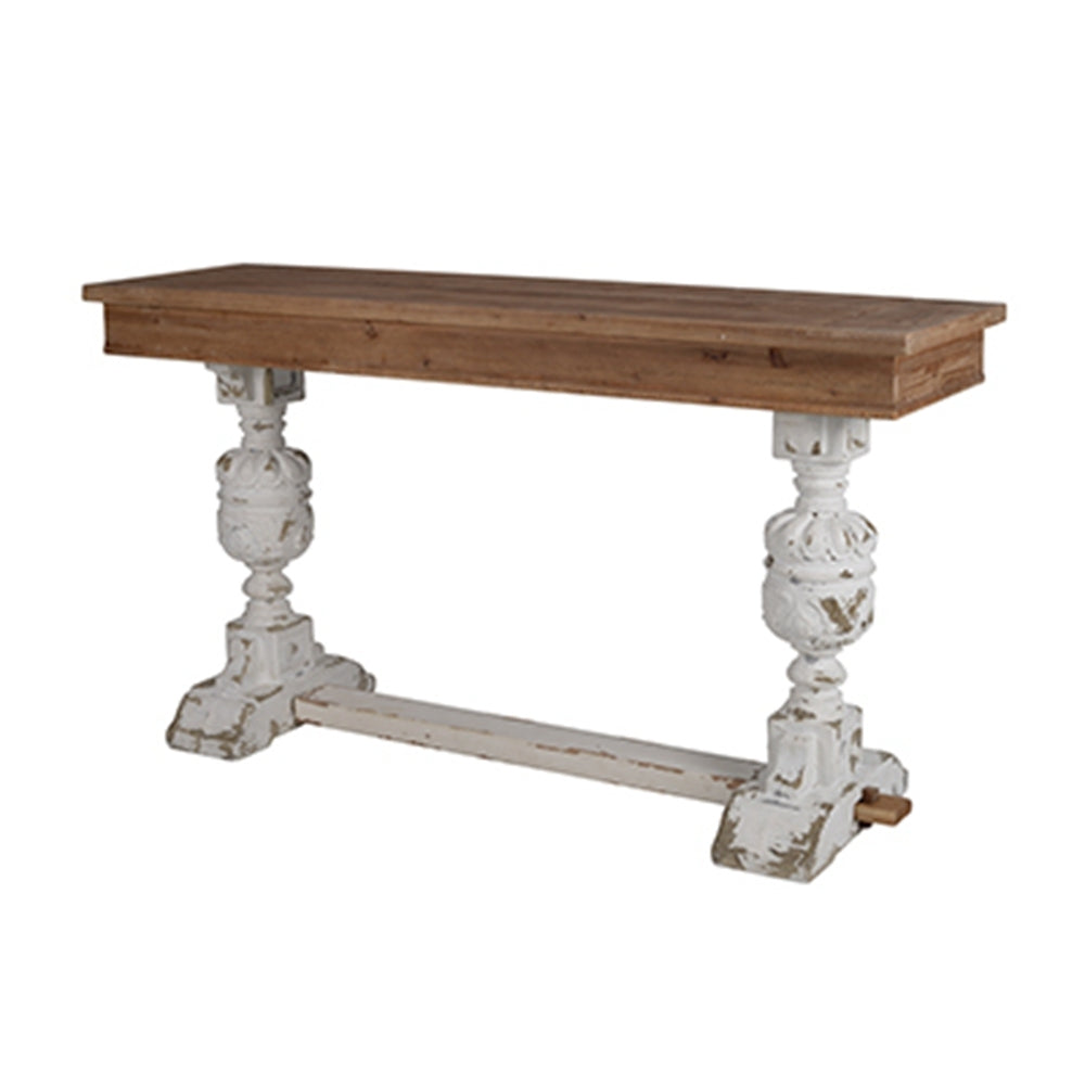 59X18X32" Alcott Buffet Table Brown Antique White Boho,European,Farmhouse,French Country,Rustic Solid Wood Mdf