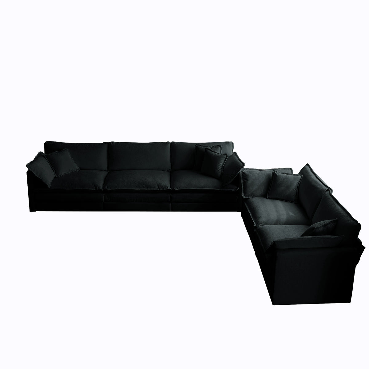 Sofa Set Of 2 Chenille Couch, 2 3 Seater Sofa Set Deep Seat Sofa, Modern Sofa Set For Living Room, Black Chenille Black Chenille 5 Seat