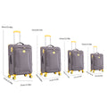 Four Piece Fabric Luggage Set, Expandable Suitcase For Travel, School And Business Trip 20 24 28 32In Yellow Grey Fabric