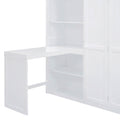 Full Size Loft Bed With Wardrobe,Desk And Shelves,White White Mdf Lvl