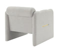 Arm Chair With Waved Arms, Metal Decoration On Both Side Arms, Accent Chair For Primary Living Space,Living Room,Bedroom, Teddy Fabric, Light Grey Light Grey Primary Living Space Modern Foam Plywood