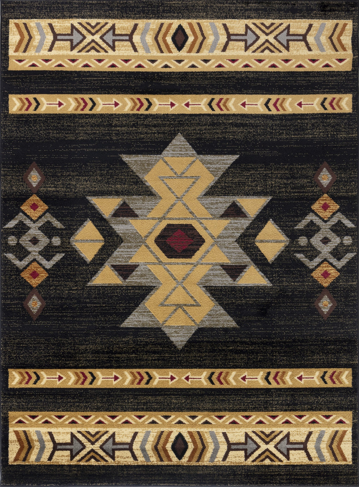 Tribes Gc Yls4004 Black 2 Ft. X 3 Ft. Southwest Area Rug Black Polypropylene