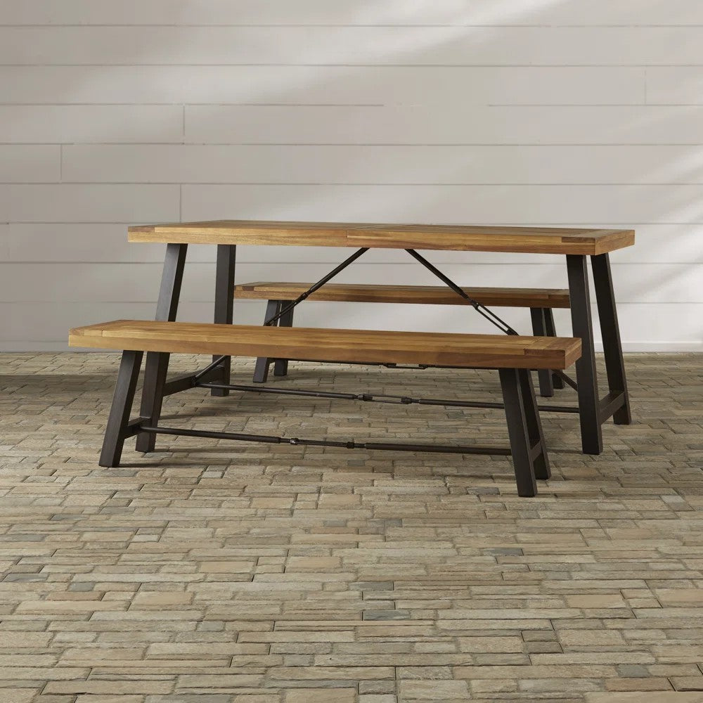 Catriona 3 Piece Wood Outdoor Dining Set Teak Acacia Wood