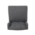 Vienna Contemporary Fabric Tufted Wingback 31 Inch Counter Stools, Set Of 2, Charcoal And Dark Brown Charcoal Fabric