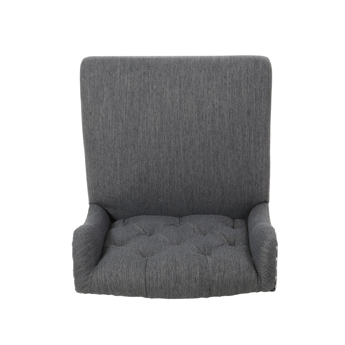 Vienna Contemporary Fabric Tufted Wingback 31 Inch Counter Stools, Set Of 2, Charcoal And Dark Brown Charcoal Fabric