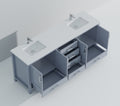 Dark Grey Double Bath Vanity 84 In. W X 22 In. D, White Quartz Top, And Faucet Set Dark Grey Plywood Wood