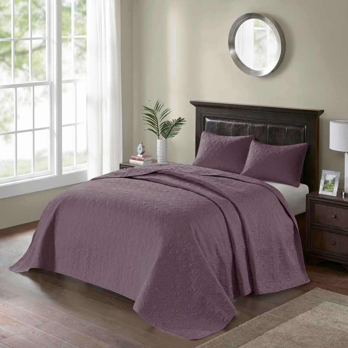 Reversible Quilt Set Purple Full Queen Purple Cotton