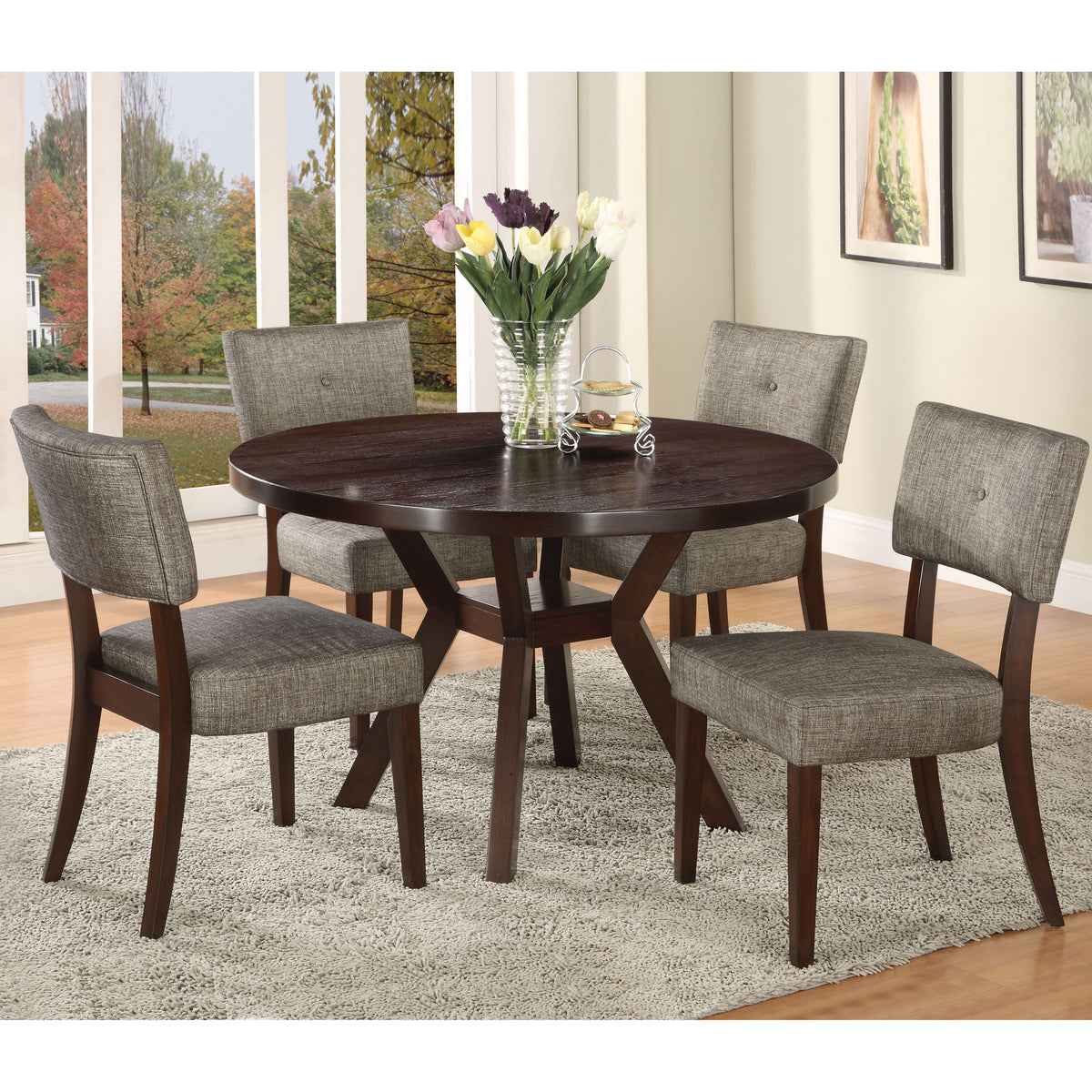 Grey And Espresso Padded Side Chair Set Of 2 Solid Espresso Dining Room Side Chair Solid Back Set Of 2 Wood Fabric