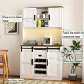 Farmhouse Bar Cabinet With Sliding Barn Door, Large Kitchen Buffetrustic Coffee Bar Sideboard Table,White White Mdf